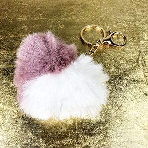 5/$30! Fluffy Heart Two Tone Keychain